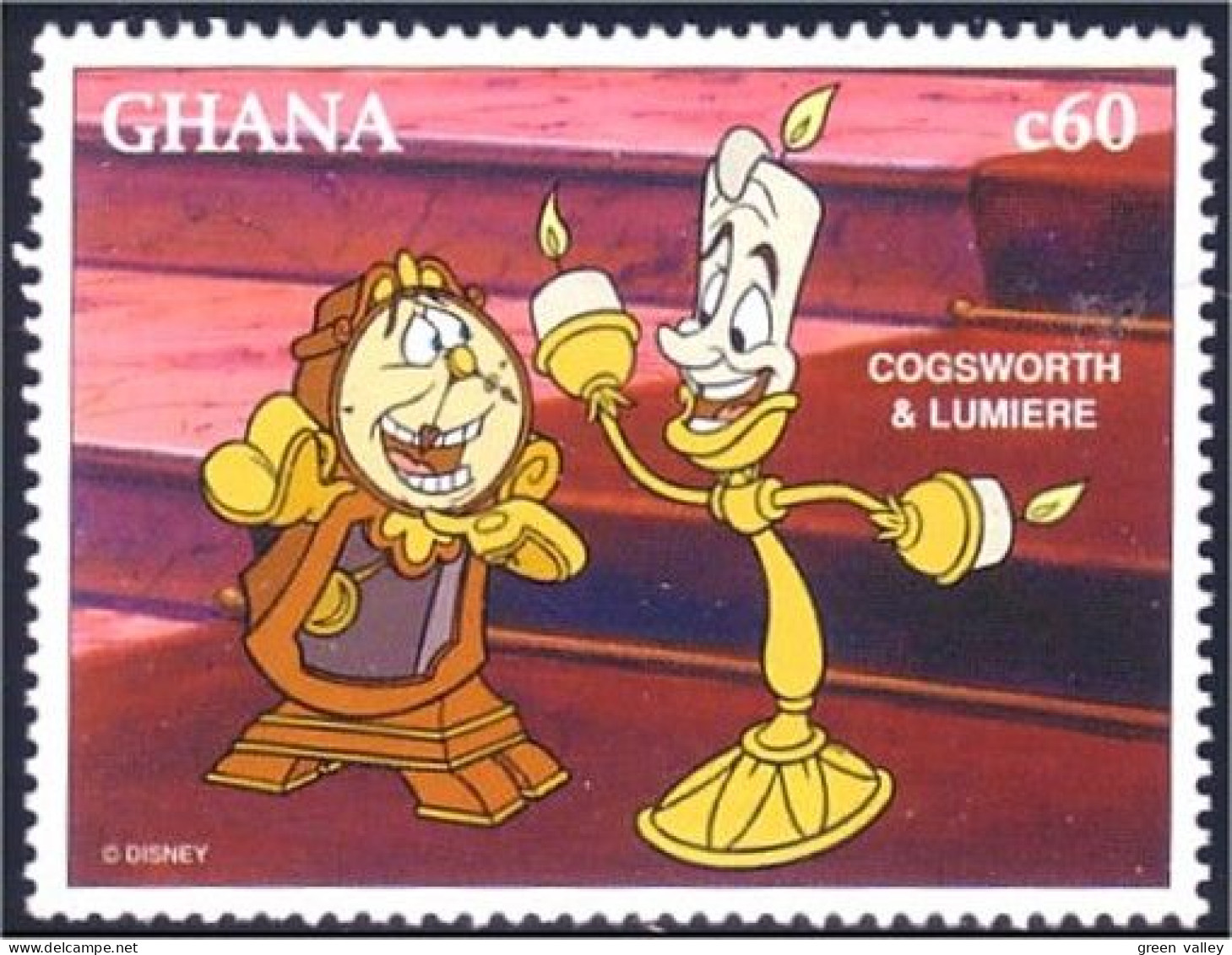 450 Ghana Disney Movie Candle Horloge Clock MNH ** Neuf SC (GHA-115c) - Horlogerie