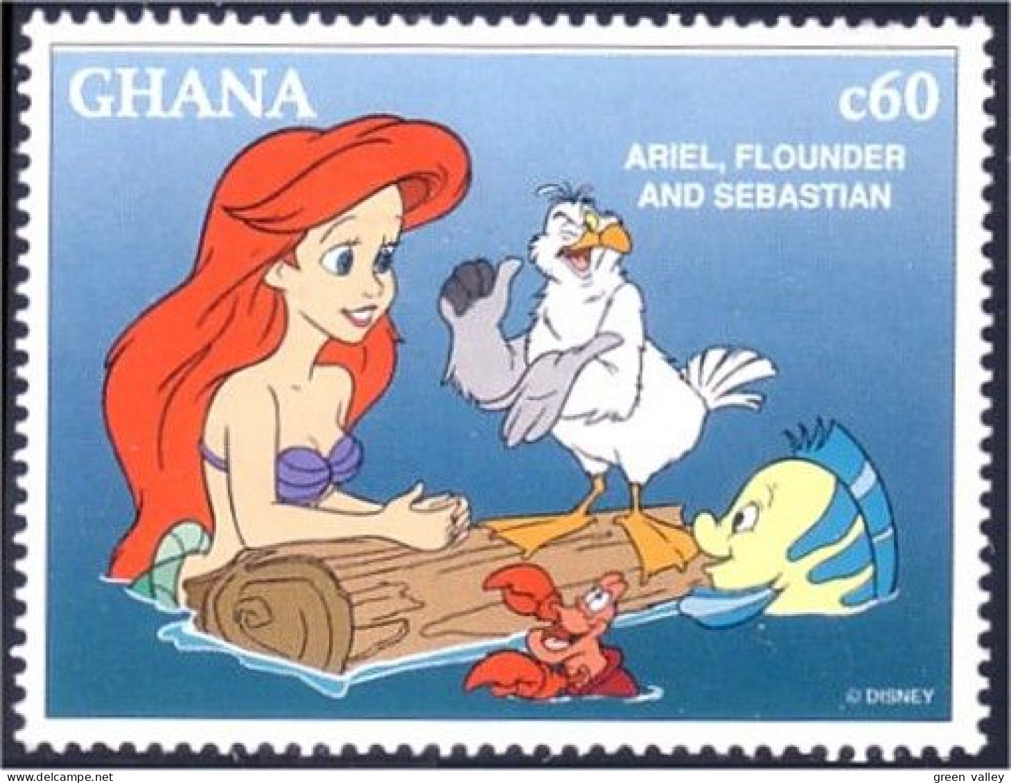 450 Ghana Disney Movie Ariel Homard Lobster MNH ** Neuf SC (GHA-113a) - Ghana (1957-...)