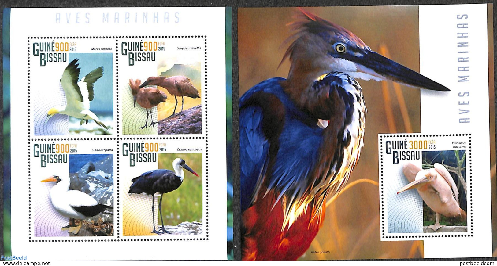Guinea Bissau 2015 Water Birds 2 S/s, Mint NH, Nature - Birds - Guinea-Bissau