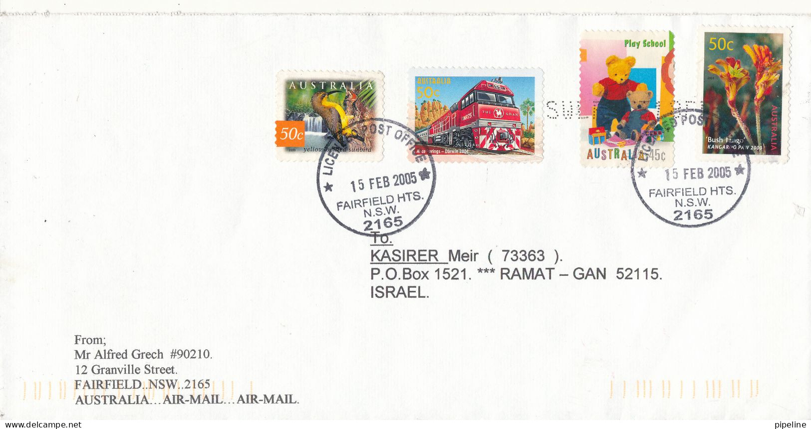 Australia Cover Sent Air Mail To Israel 15-2-2005 Topic Stamps - Briefe U. Dokumente