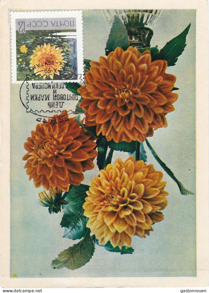 Carte Maximum Russie Russia Fleur Flower 3490 Dahlia - Cartes Maximum
