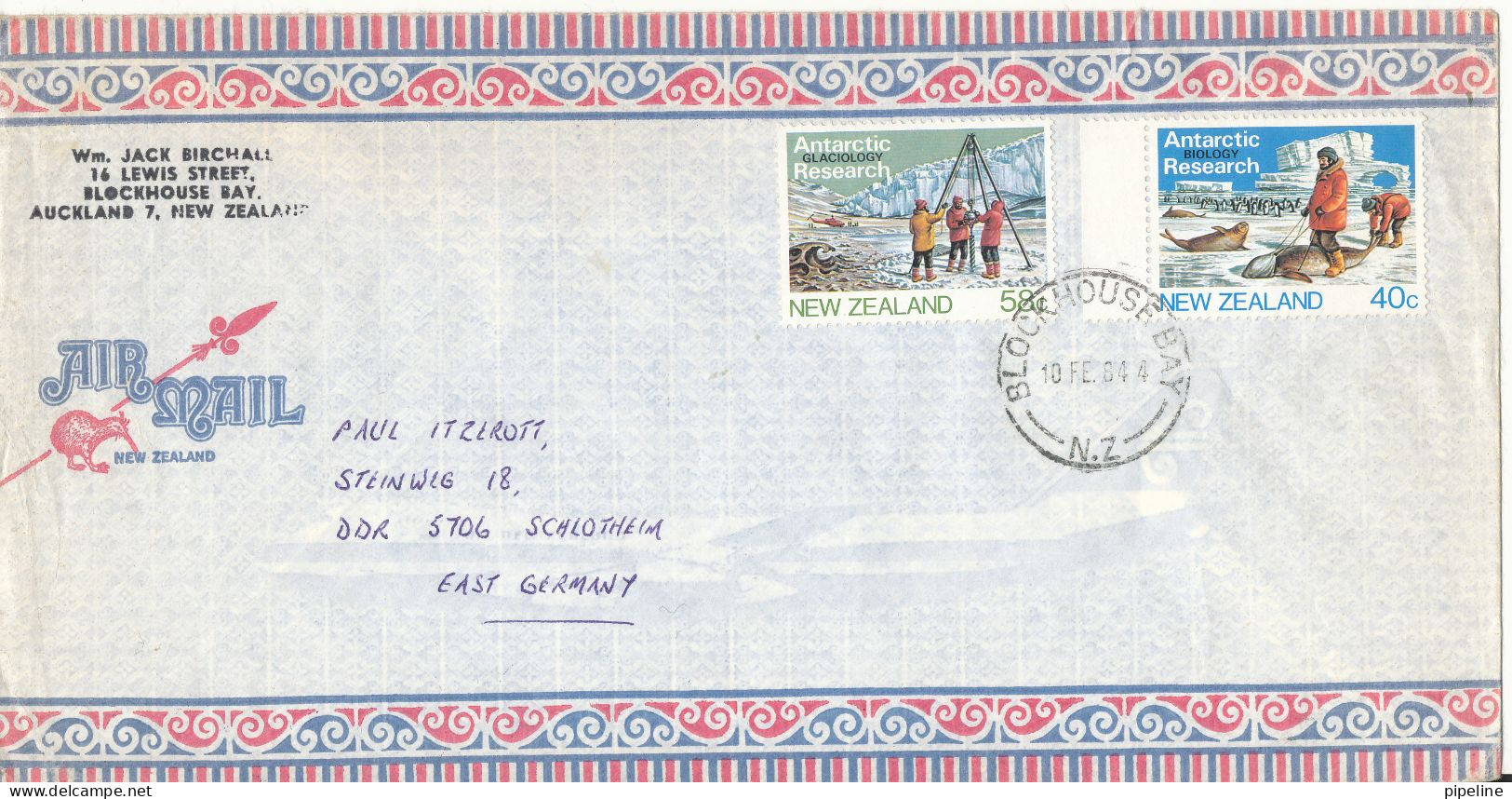 New Zealand Air Mail Cover Sent To Germany DDR 10-2-1984 Topic Stamps ANTARCTIC RECEARCH - Luchtpost