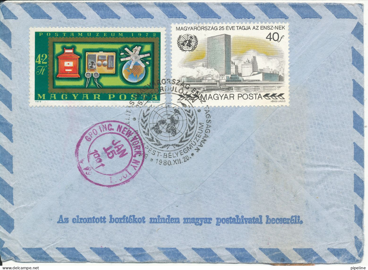 Hungary Registered Air Mail Cover Sent To USA 20-12-1980 Unclaimed And Returned To Sender With A Lot Of Stamps On Front - Storia Postale