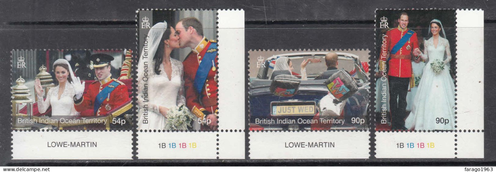 2011 British Indian Ocean Territory Royal Wedding William Kate Complete Set Of 4 MNH - Territorio Britannico Dell'Oceano Indiano