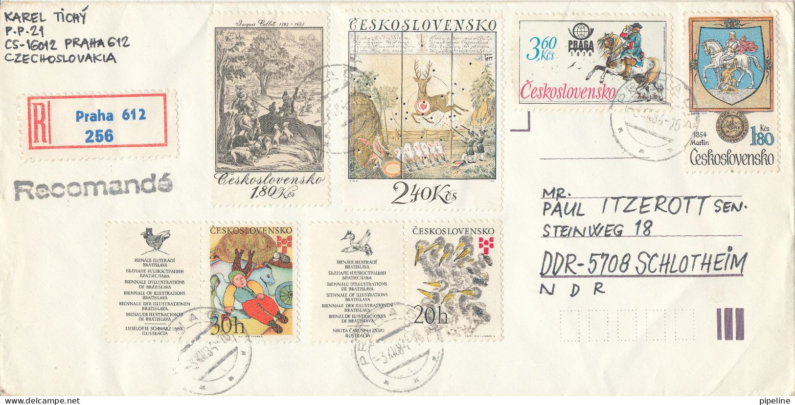 Czechoslovakia Registered Cover Sent To Germany 3-12-1984 Topic Stamps - Briefe U. Dokumente