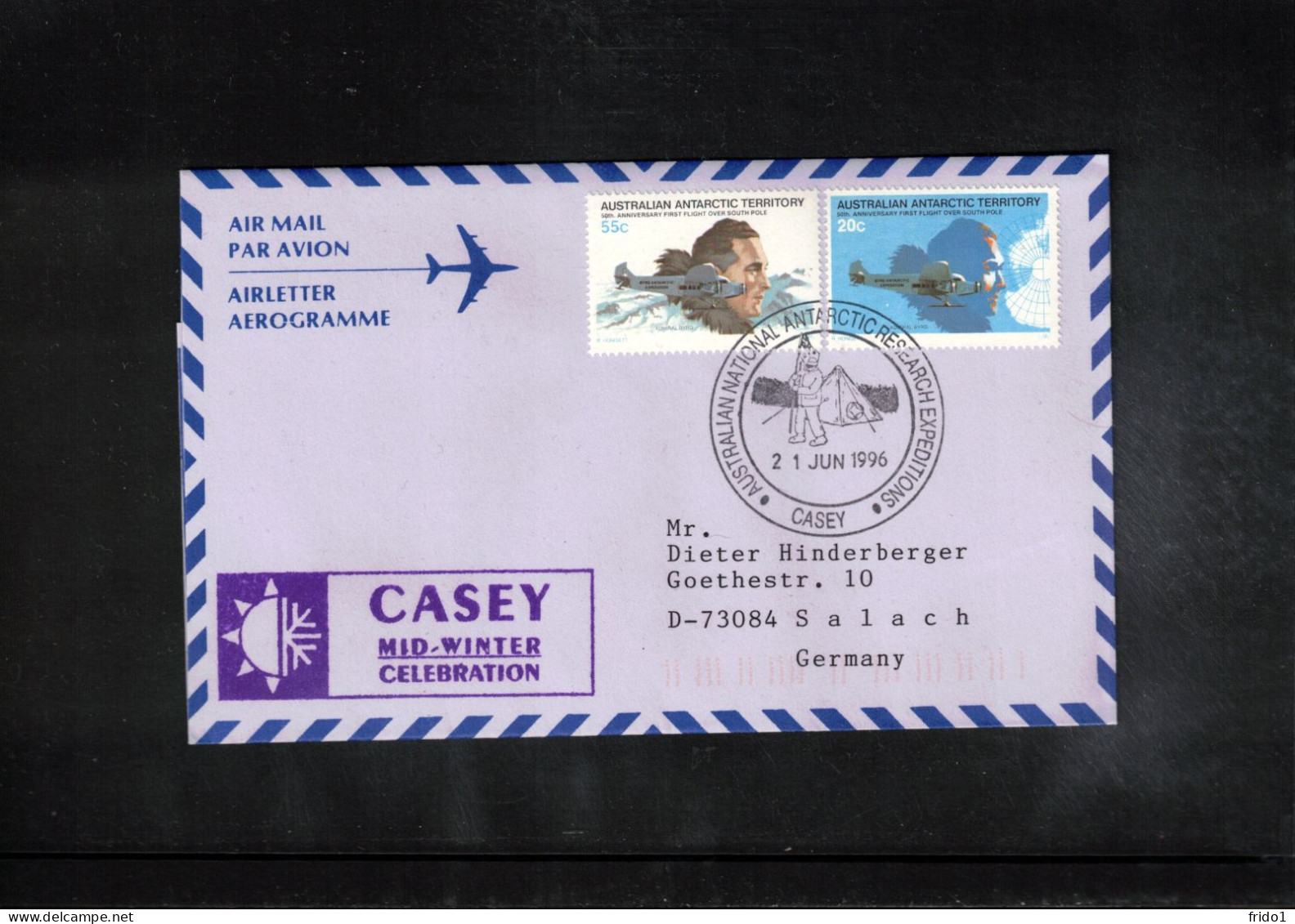 Australian Antarctic Territory 1996 Antarctica - Base Casey - Mid Winter Celebration Interesting Cover - Onderzoeksstations