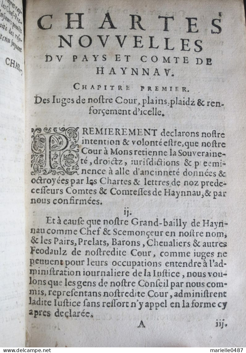 HAINAUT - Edition De Mons 1624 Les Chartes Nouvelles Du Pays Et Comté De Haynnau - Bis 1700