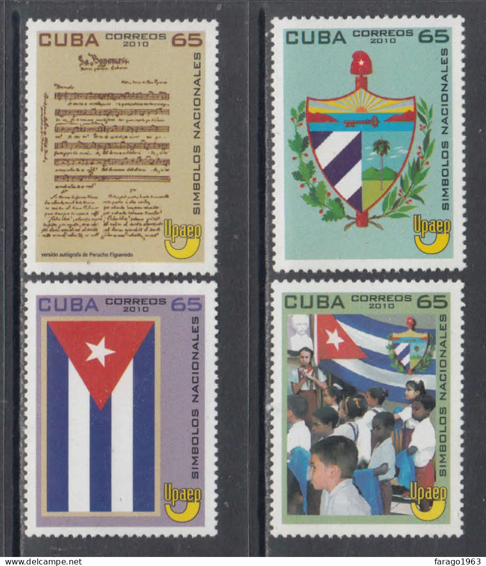 2010 Cuba Upaep National Symbols Flags Coat Of Arms Complete Set Of 4 MNH - Neufs