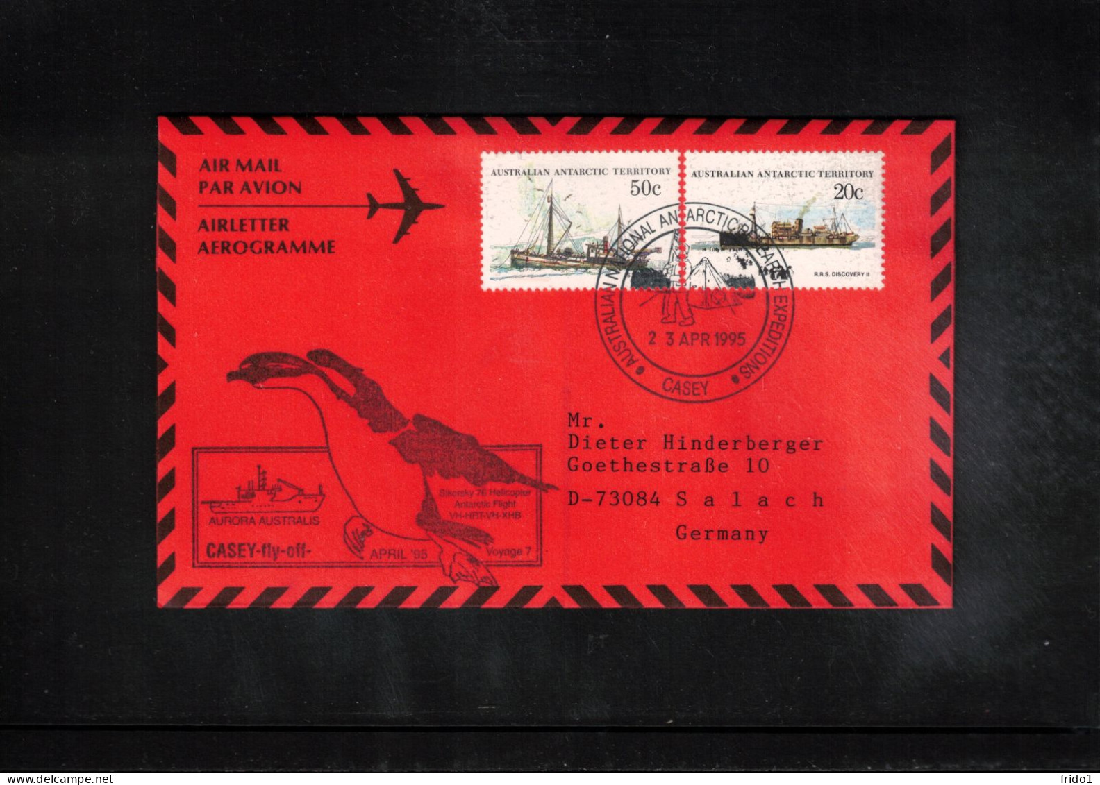 Australian Antarctic Territory 1995 Antarctica - Base Casey - Helicopter Fly Off Interesting Cover - Bases Antarctiques