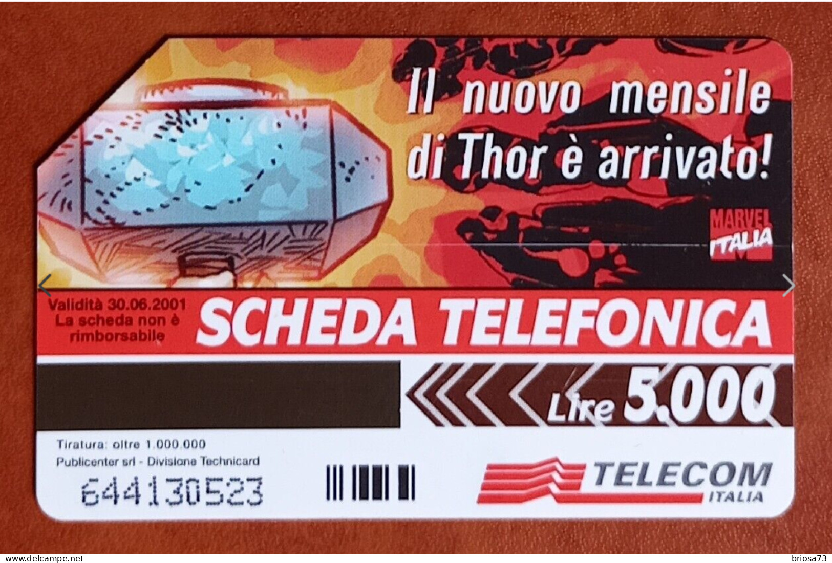 Carte Téléphonique De Télécommunications En Italie.  Bandes Dessinées Marvel.  Thor.  Utilisé - Publiques Thématiques