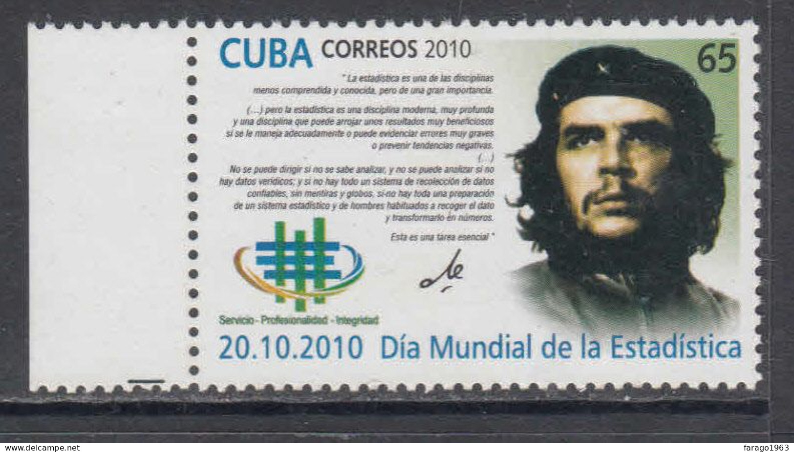 2010 Cuba Che Guevara World Statistics Day  Complete Set Of 1 MNH - Ongebruikt