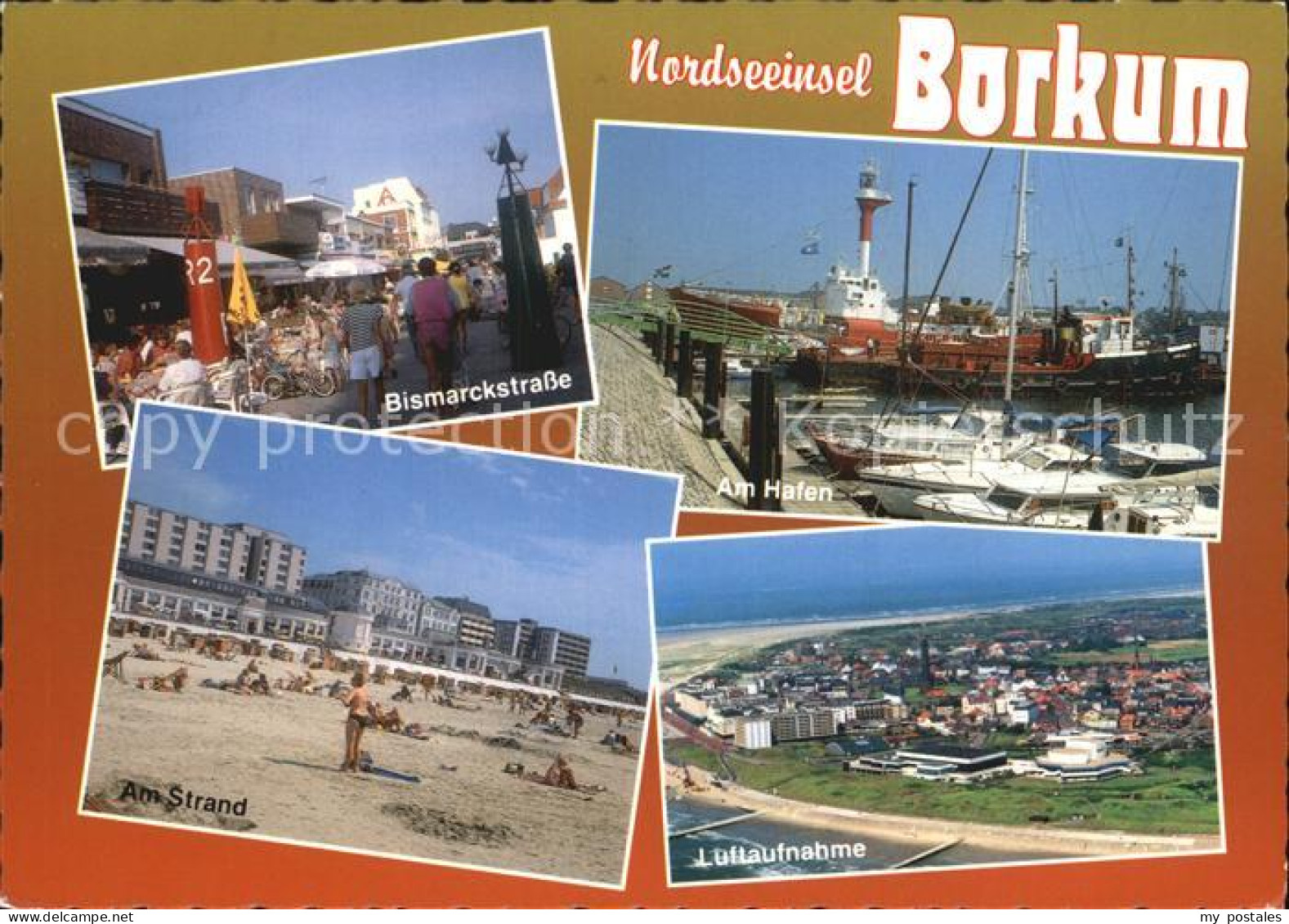 72451988 Borkum Nordseebad Fliegeraufnahme Strand Hafen Bismarckstrasse Borkum - Borkum