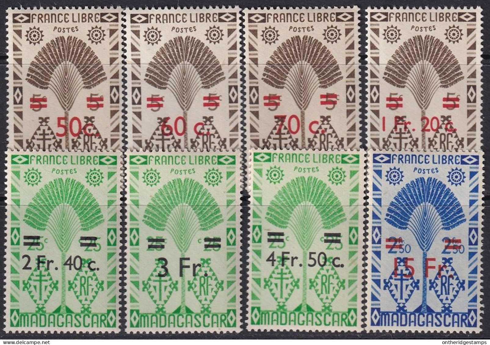 Madagascar 1945 Sc 261-8 Yt 290-7 Set MNH** - Unused Stamps