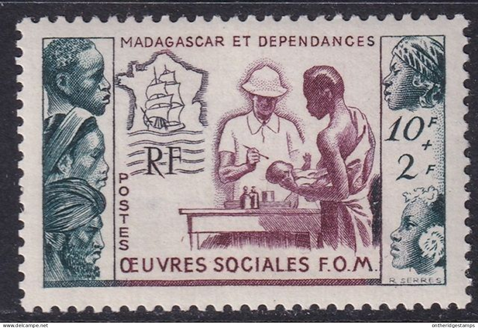 Madagascar 1950 Sc B17 Yt 320 MLH* - Unused Stamps