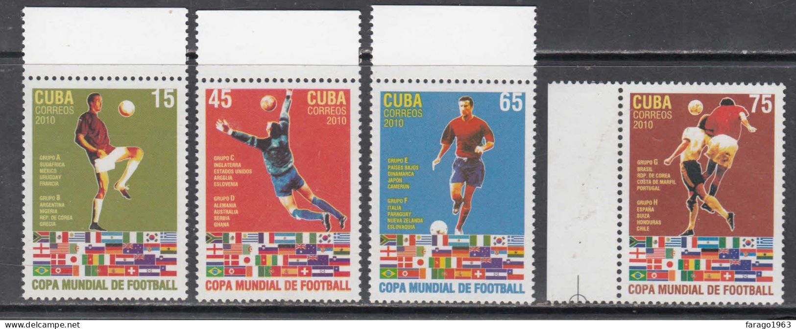 2010 Cuba World Cup Football South Africa Flags Complete Set Of 4 MNH - Ongebruikt