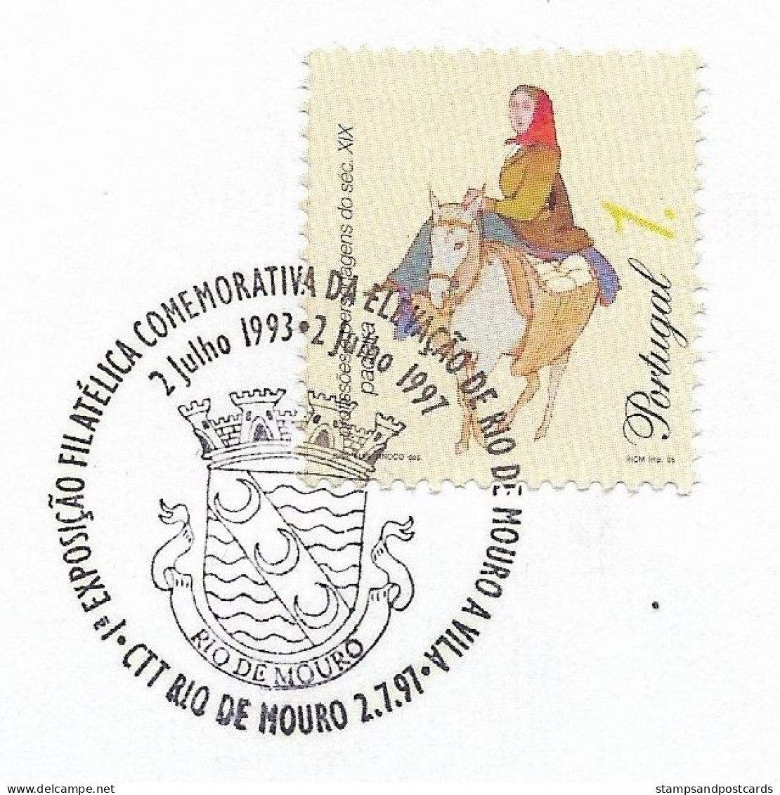 Portugal Cachet Commemoratif élévation Rio De Mouro Sintra A Village 1997 Event Postmark - Annullamenti Meccanici (pubblicitari)