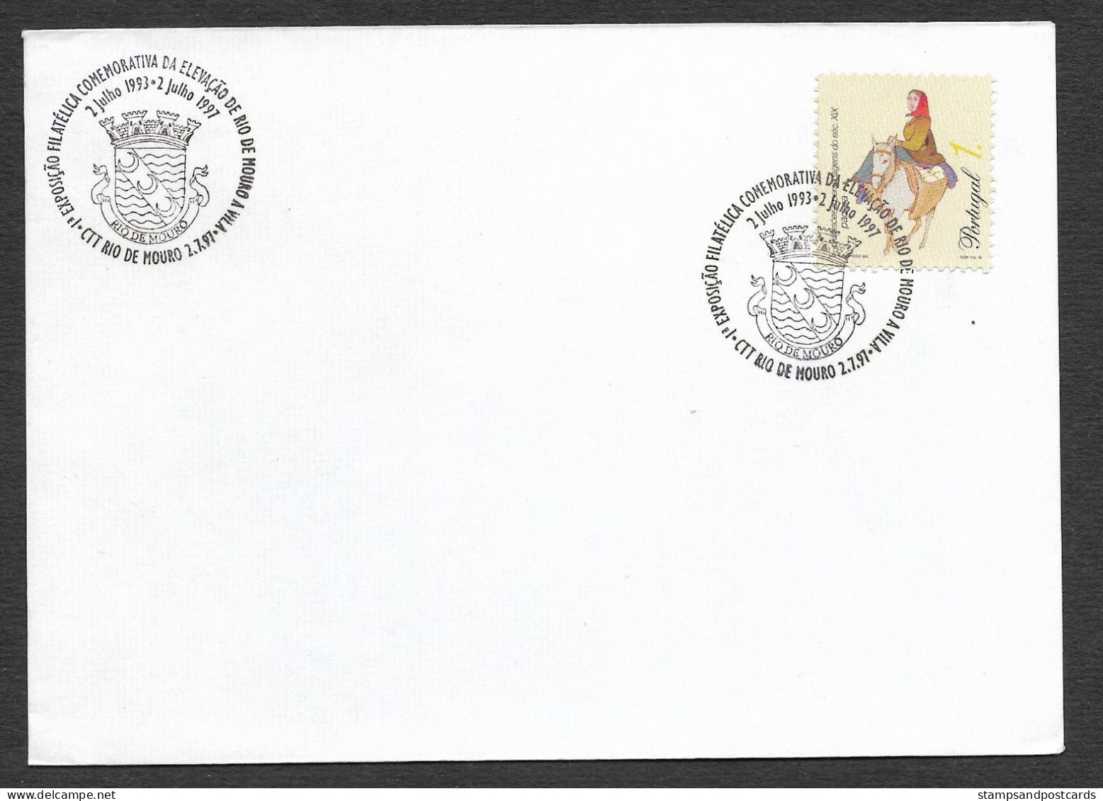 Portugal Cachet Commemoratif élévation Rio De Mouro Sintra A Village 1997 Event Postmark - Postal Logo & Postmarks