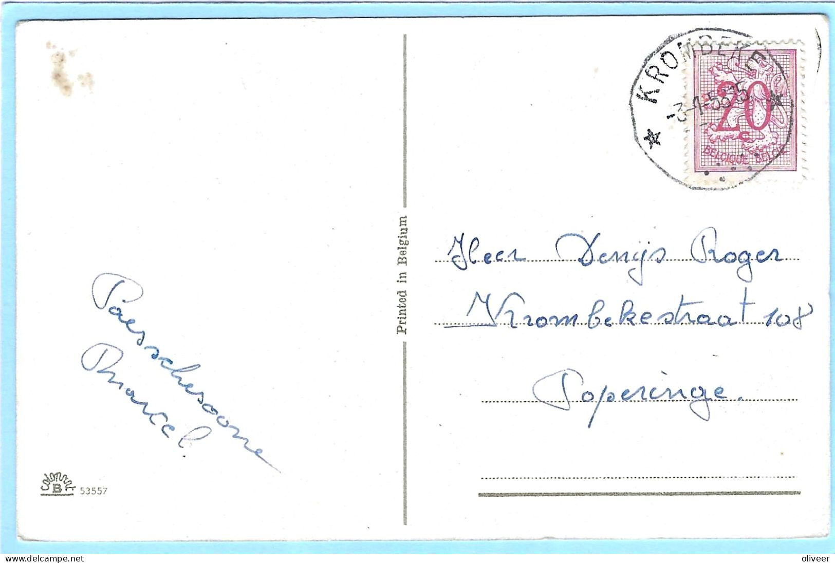 Postkaart Met Sterstempel KROMBEKE - 1953 - Postmarks With Stars