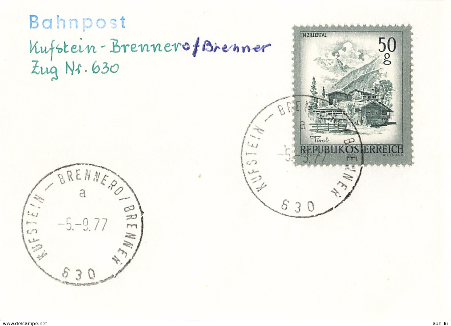 Bahnpost (R.P.O./T.P.O) Kufstein-Brennero/Brenner [Ausschnitt] (AD3124) - Covers & Documents