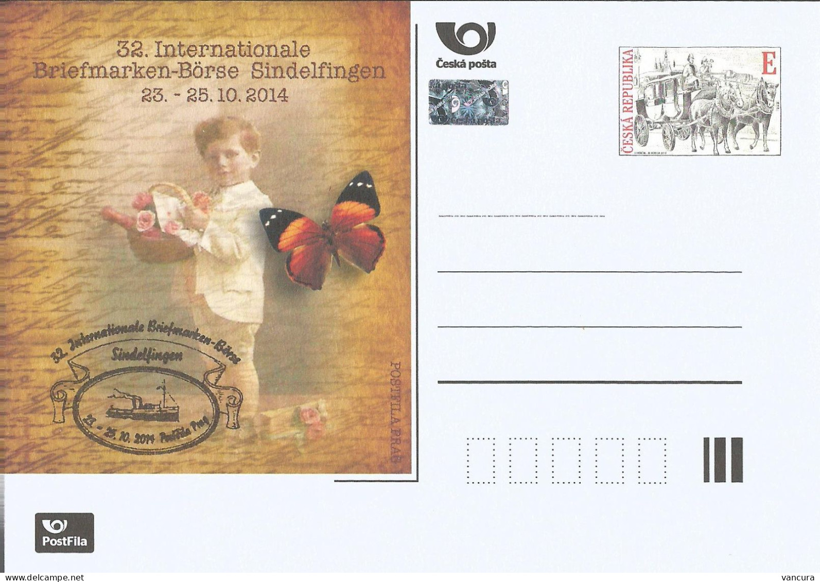 ** CDV A 203 Czech Republic Sindelfingen Stamp Fair 2014 Butterfly Coach - Cartes Postales