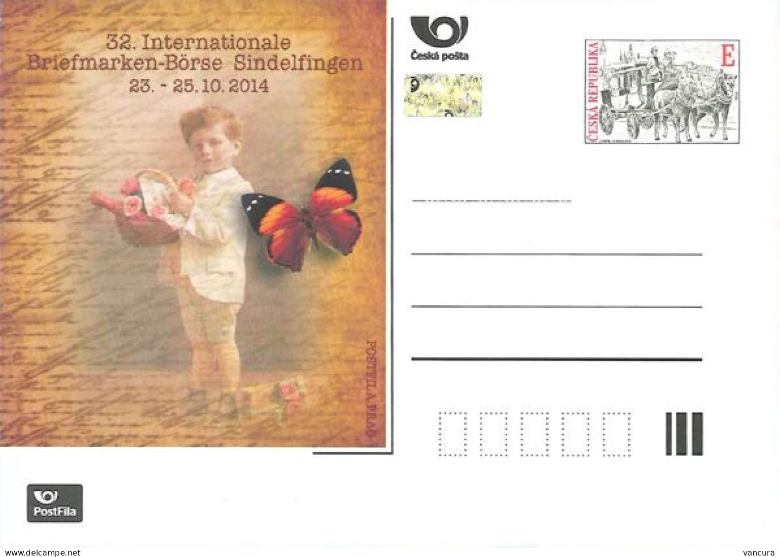 ** CDV A 203 Czech Republic Sindelfingen Stamp Fair 2014 Butterfly Coach - Cartes Postales