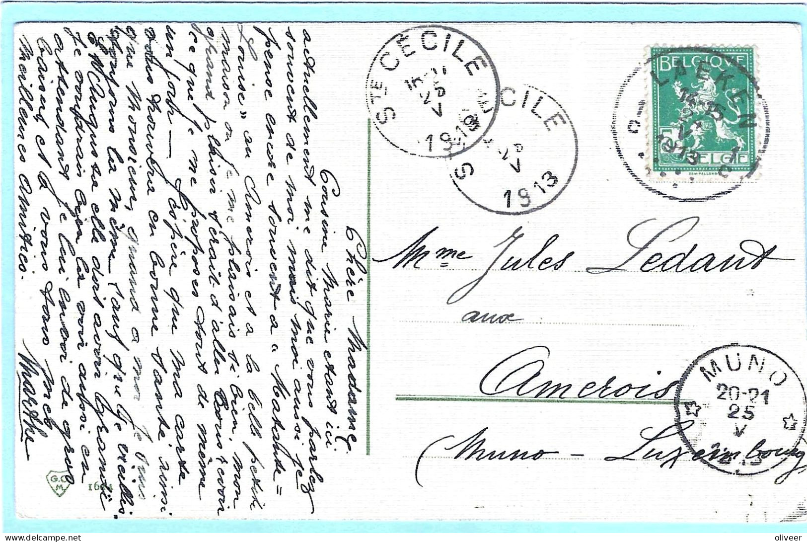 Postkaart Met Sterstempel MUNO - 1913 - Sterstempels