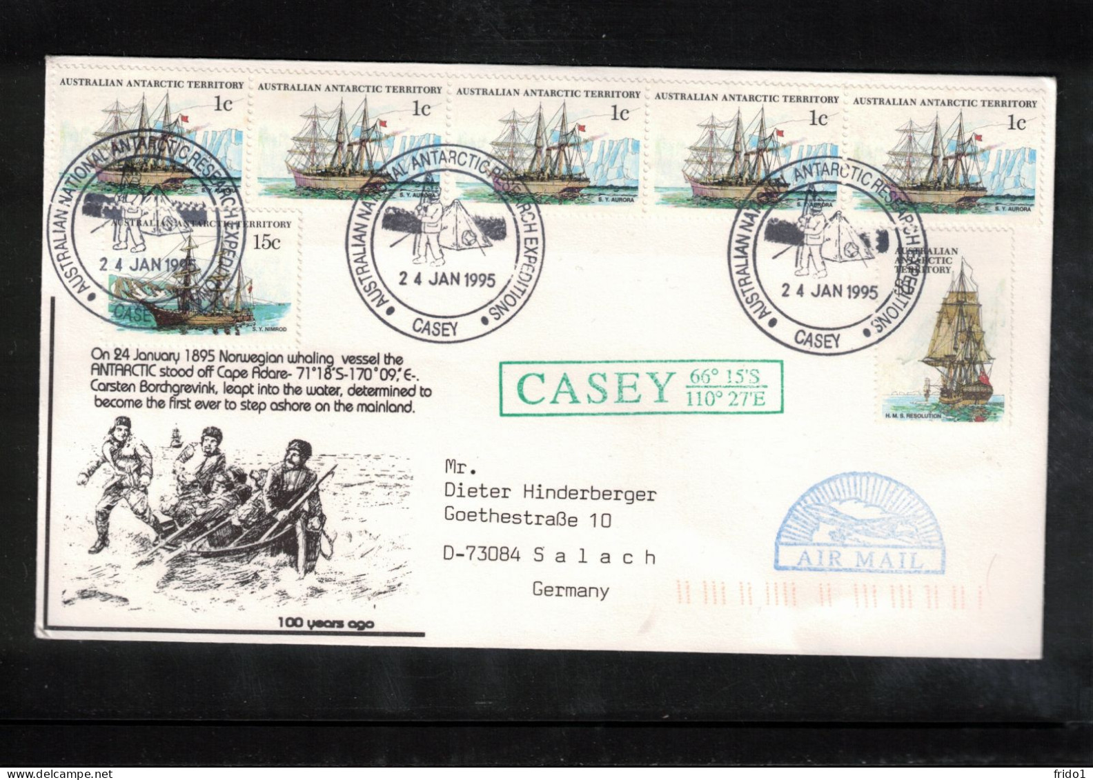 Australian Antarctic Territory 1995 Antarctica - Base Casey - Centenary Of Norwegian Whaling Vessel On Antarctica Land - Bases Antarctiques