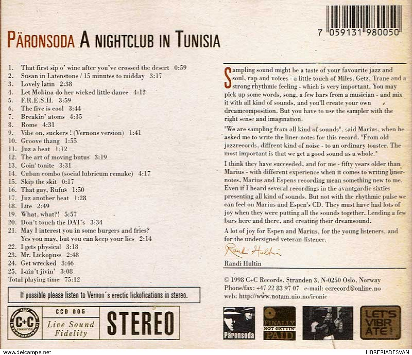 Päronsoda - A Nightclub In Tunisia. CD - New Age