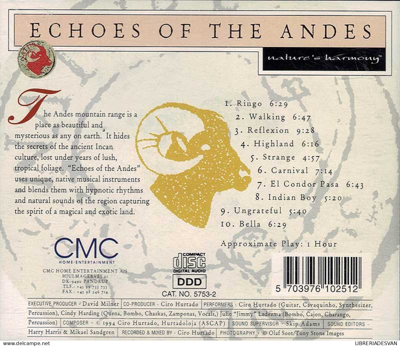 Ciro Hurtado - Echoes Of The Andes. CD - Nueva Era (New Age)