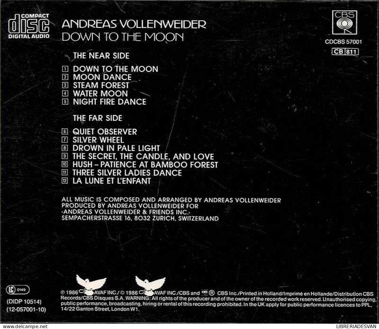 Andreas Vollenweider - Down To The Moon. CD - New Age