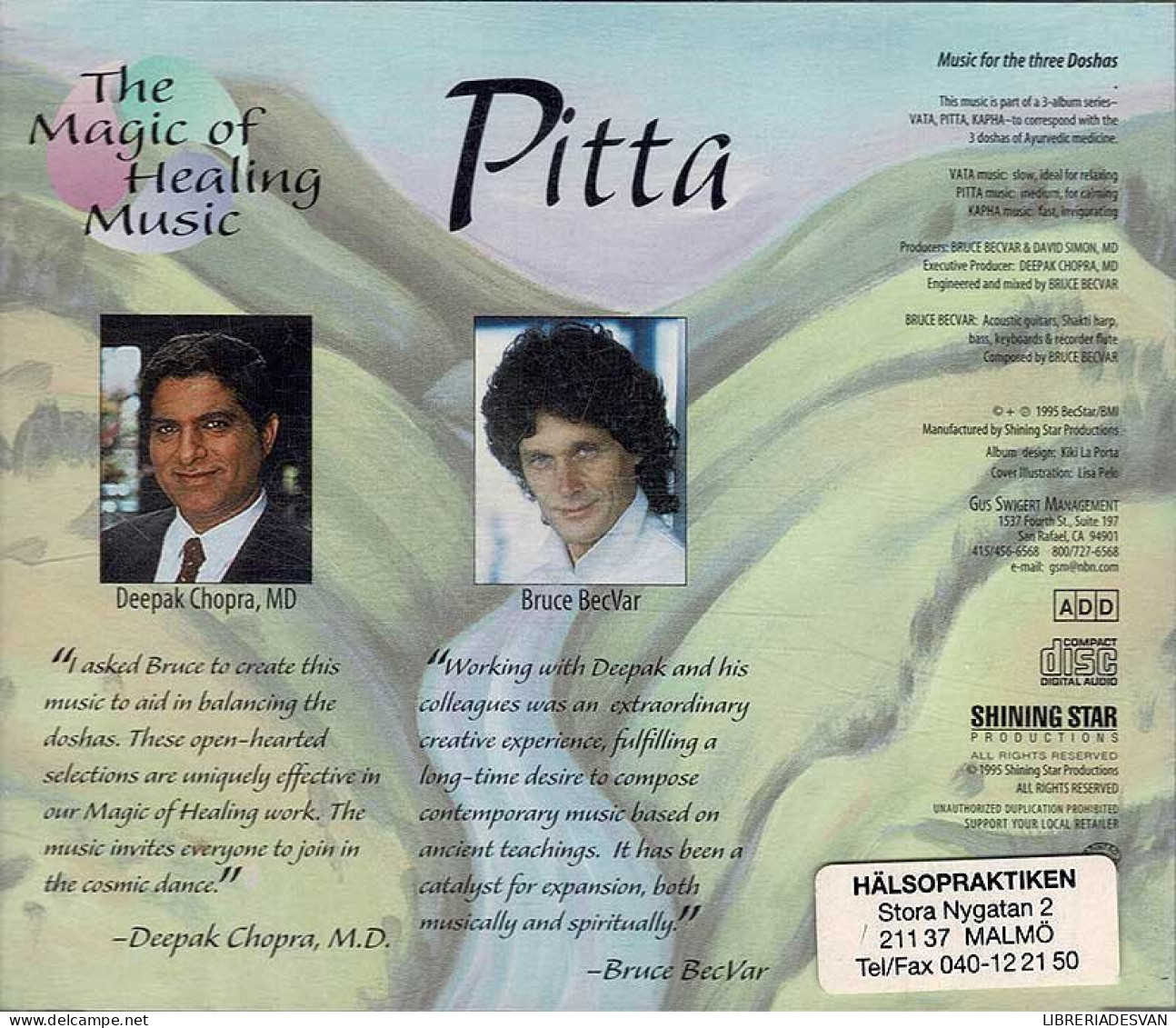 Bruce BecVar / Deepak Chopra - Pitta - Calming. CD - New Age