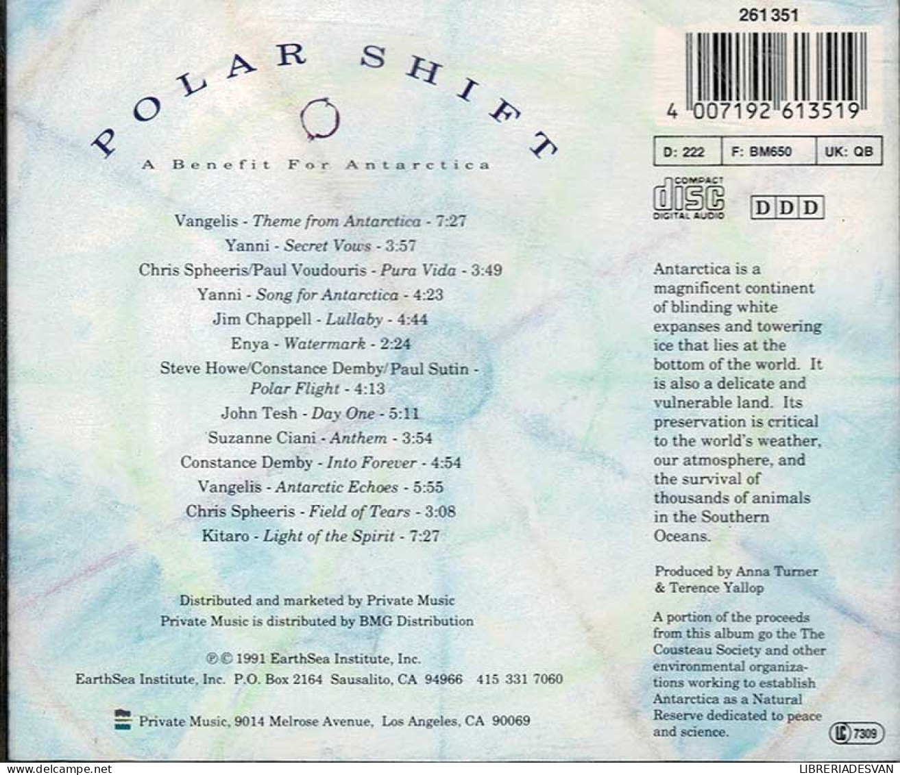 Polar Shift. A Benefit For Antarctica (Vangelis, Yanni, Chris Spheeris. Jim Chappell, Etc). CD - Nueva Era (New Age)