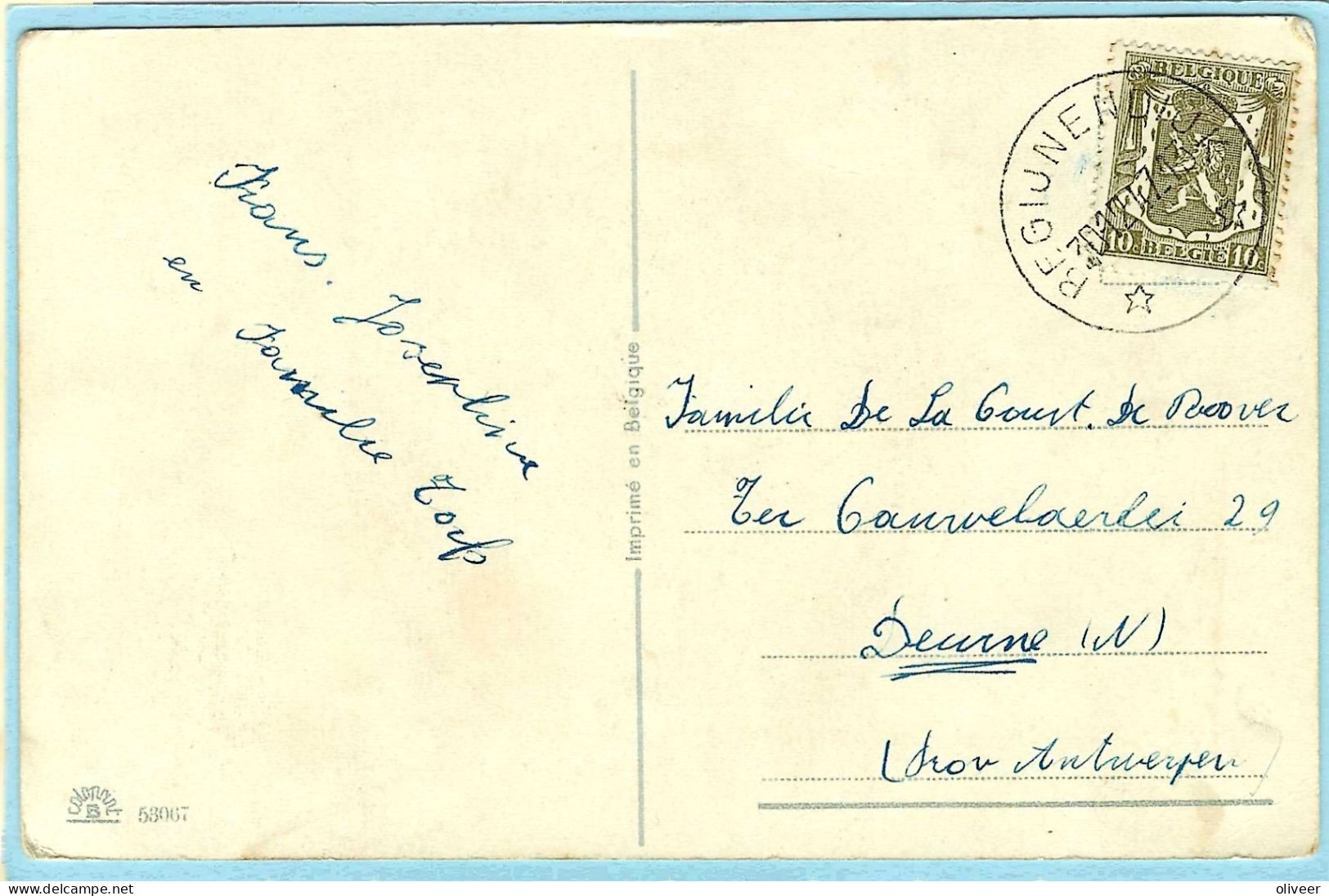 Postkaart Met Sterstempel BEGIJNENDIJK - 1947 - Postmarks With Stars