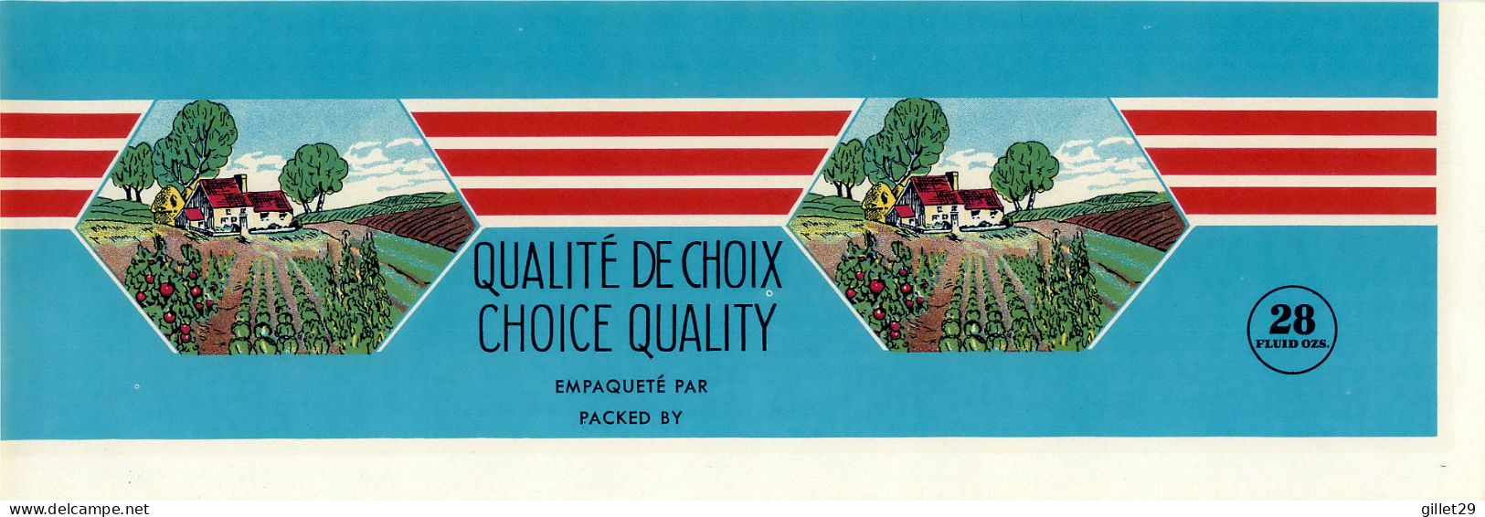 ÉTIQUETTES - QUALITÉ DE CHOIX - CHOICE QUALITY - 28 OZS CANADA - DIMENSION 11 X 33 Cm - - Fruit En Groenten