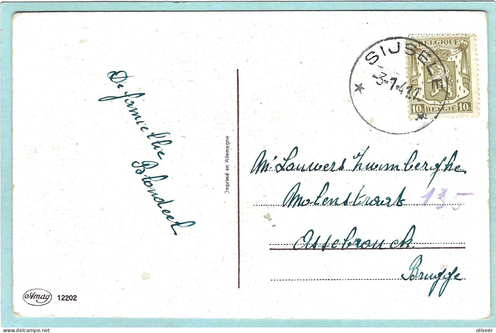 Postkaart Met Sterstempel SIJSELE - 1941 - Postmarks With Stars