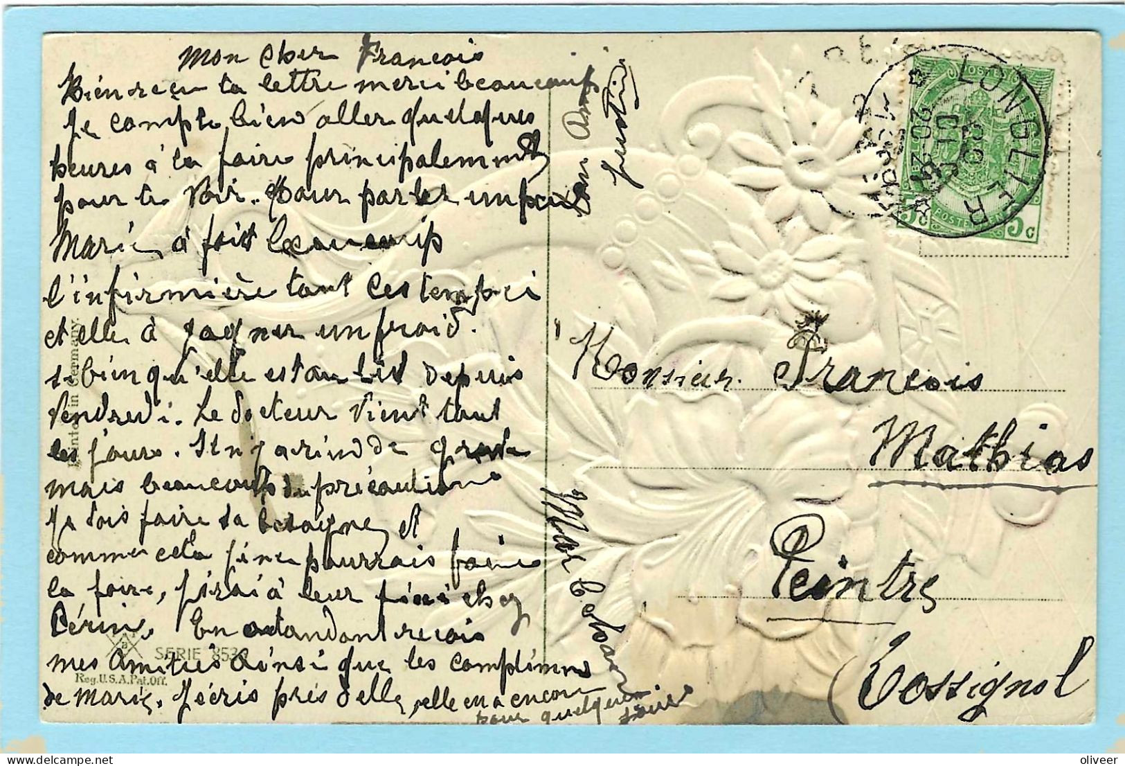 Postkaart Met Sterstempel LONGLIER - 1909 - Postmarks With Stars