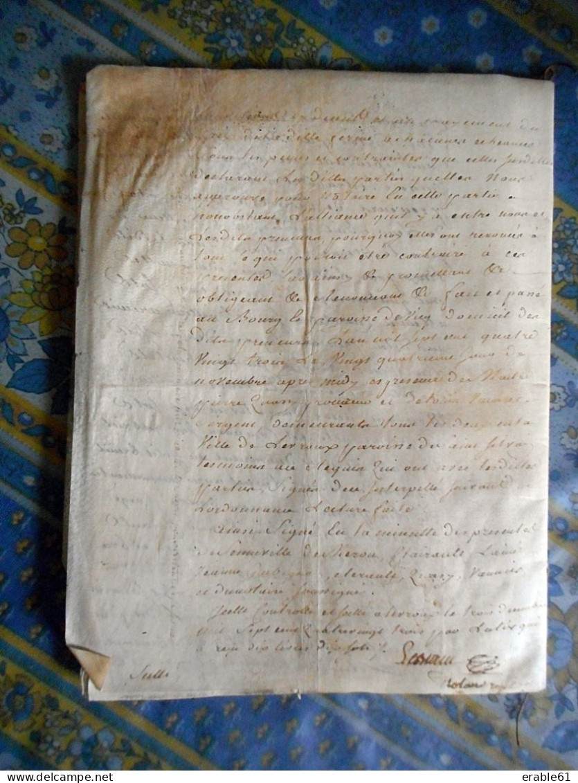 PARCHEMIN 4 PAGES + 10 PAGES MANUSCRITES Daté 1789 GENERALITE DE BOURGES FRANCOIS DE SENNEVILLE CHATEAU DE MEROUX - Manuscrits