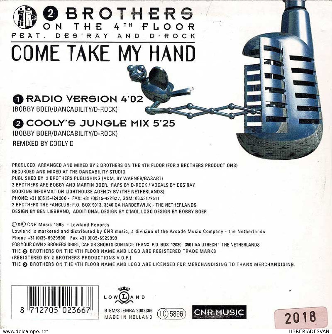 2 Brothers On The 4th Floor Feat. Des'Ray And D-Rock - Come Take My Hand. CD Single - Dance, Techno En House