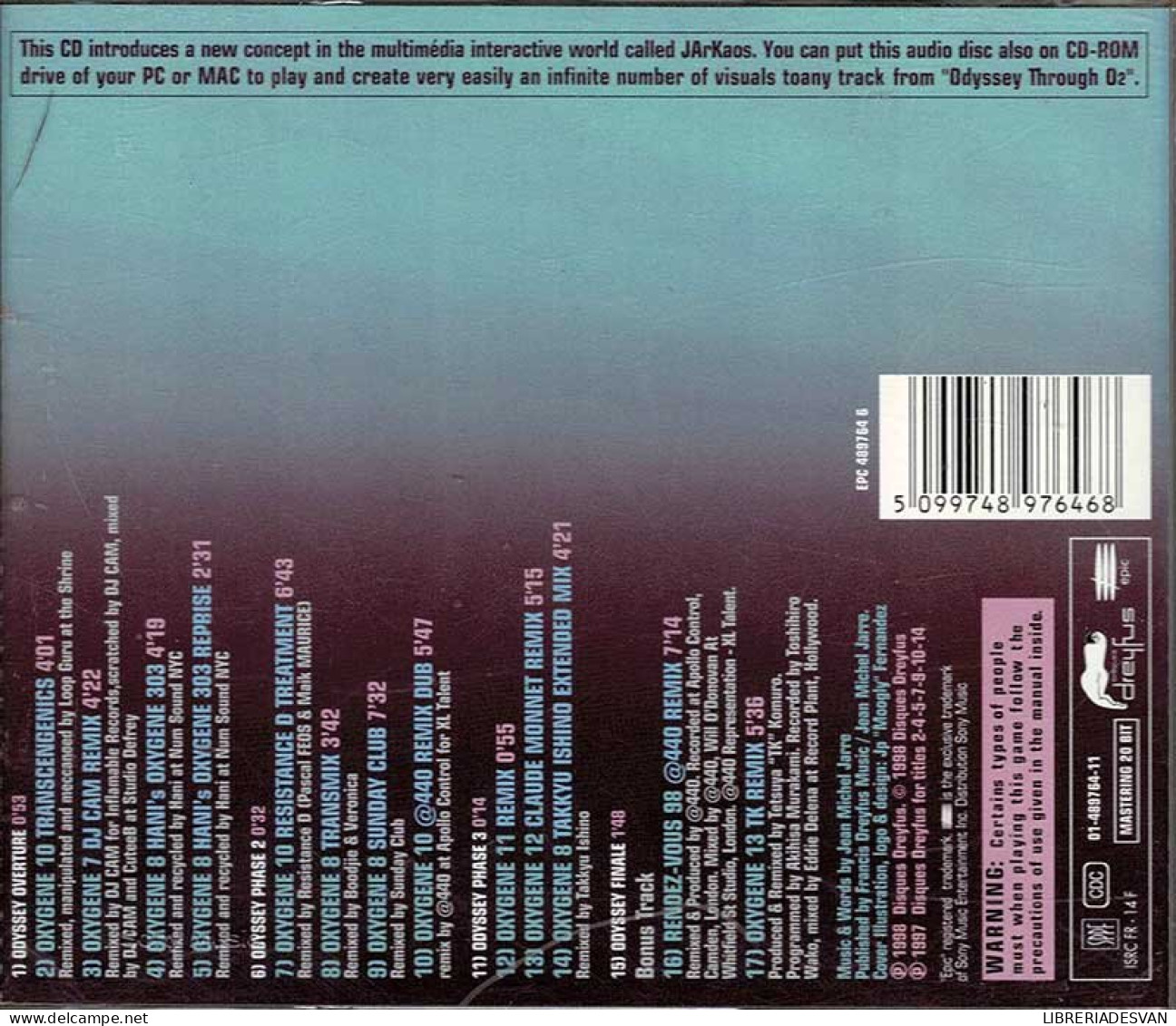 Jean Michel Jarre - Odyssey Through O2. CD - Dance, Techno & House