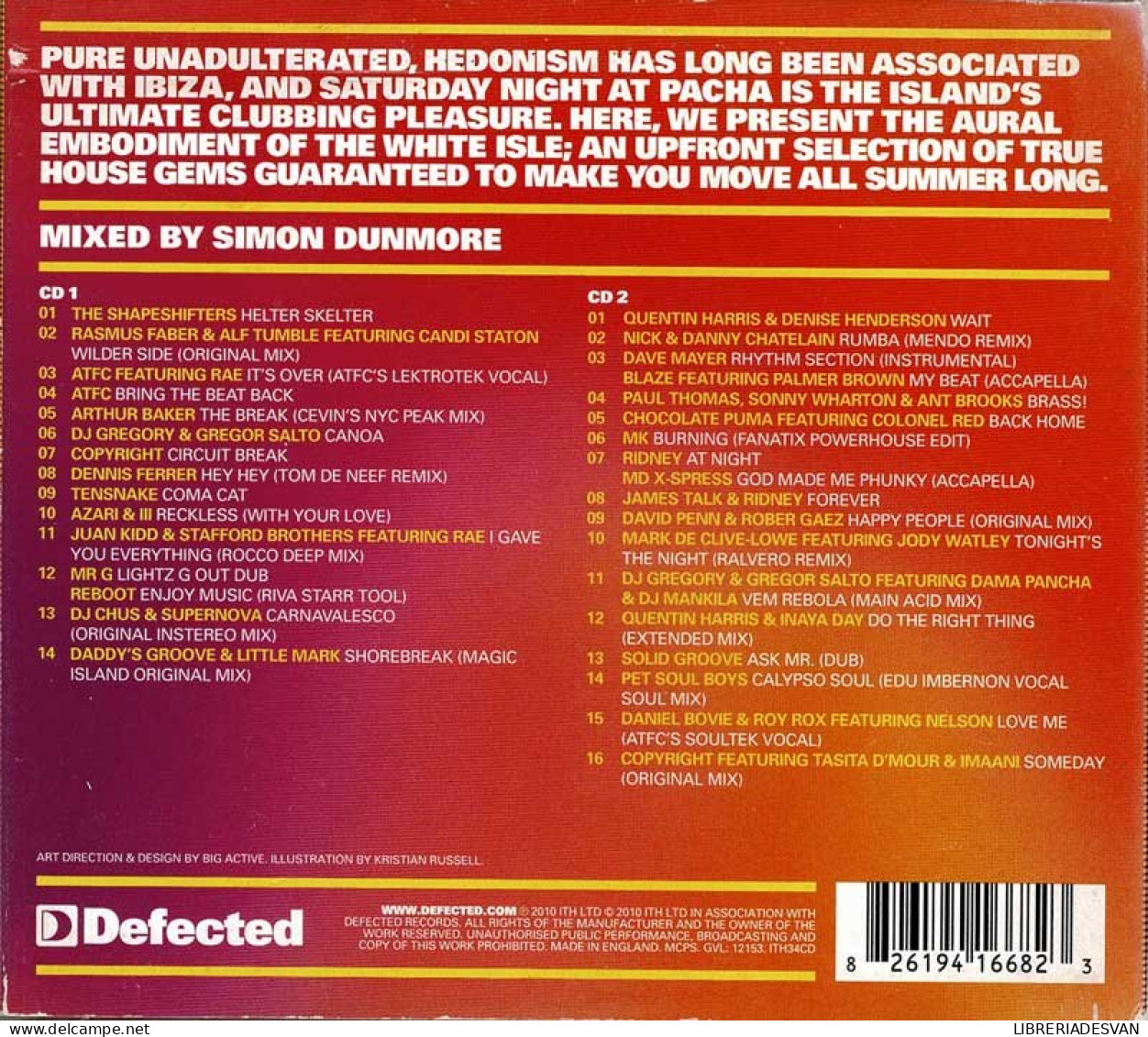 Simon Dunmore - Defected In The House - Ibiza '10. 2 X CD - Dance, Techno & House