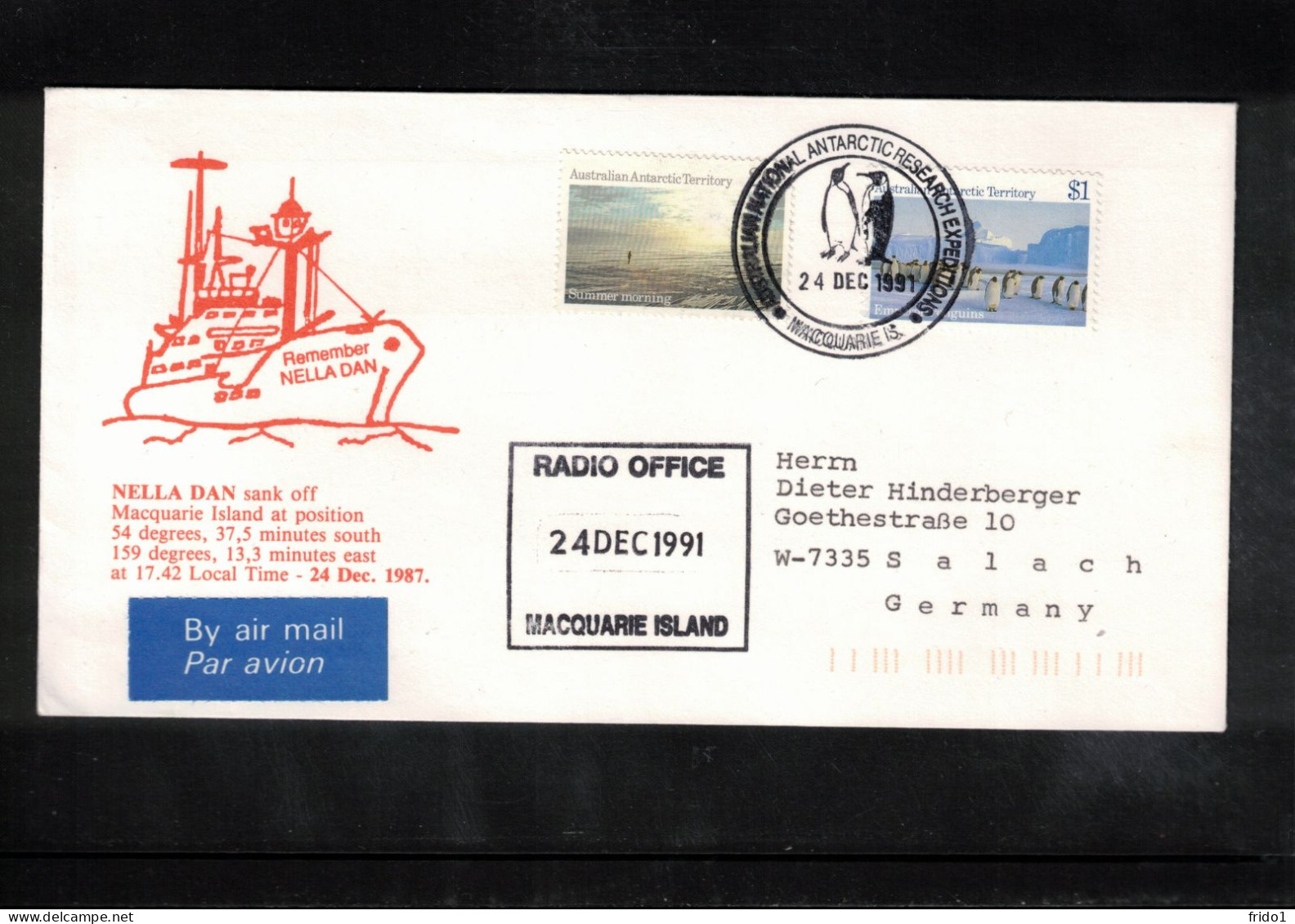 Australian Antarctic Territory 1991 Antarctica - Base Macquarie Island - Radio Office - Ship Nella Dan Sank Off M.I. - Navires & Brise-glace