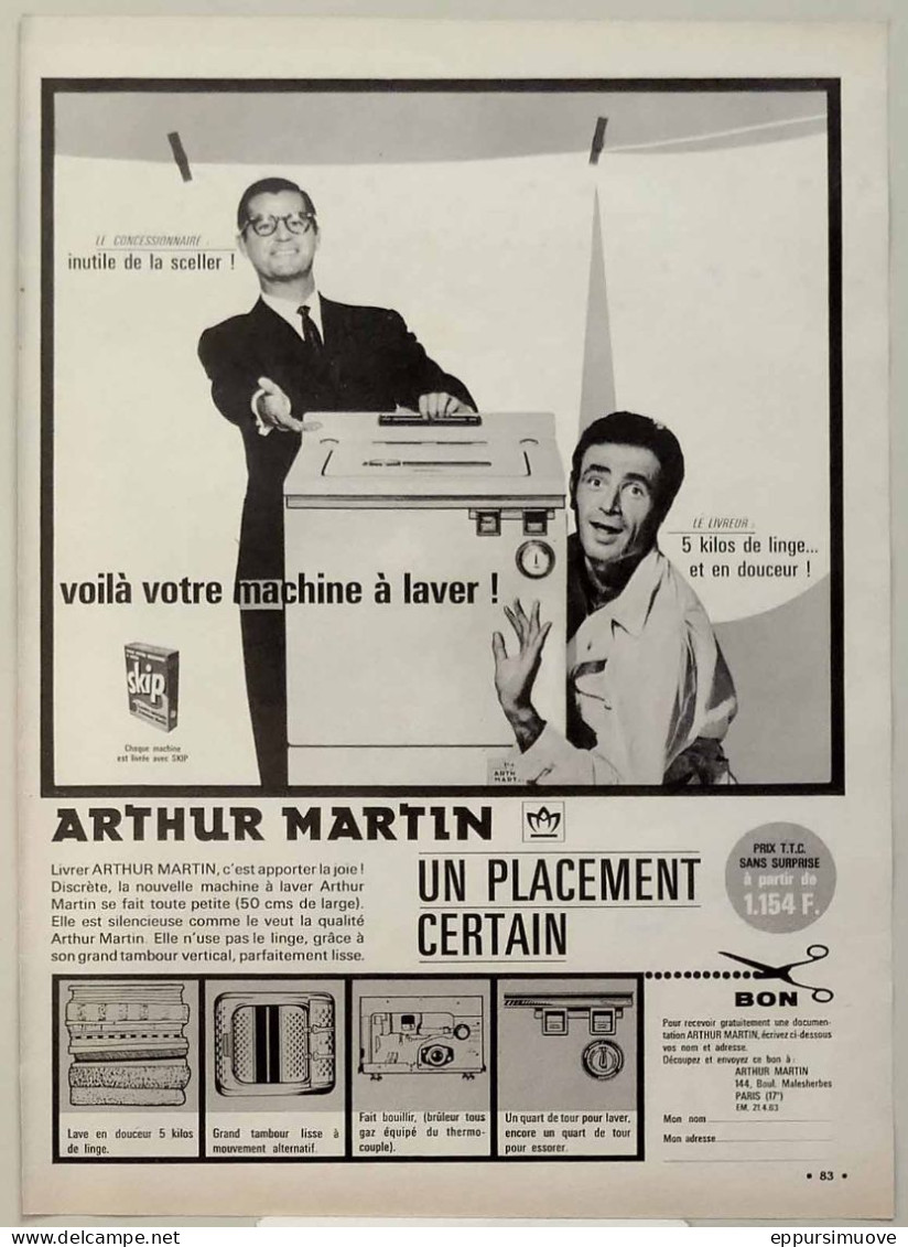 Publicité Papier  ELECTROMENAGER ARTHUR MARTIN VENANTINO VENANTINI Avril 1963 EDM 16 - Pubblicitari