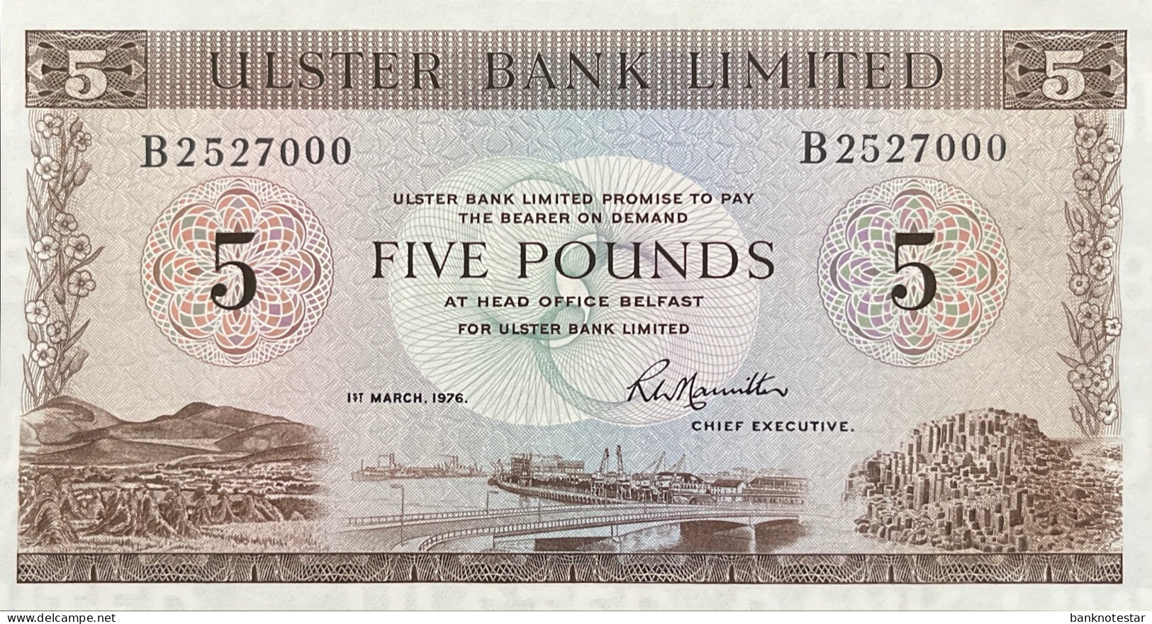 Northern Ireland 5 Pounds, P-326b (1.3.1976) - UNC - 5 Pounds