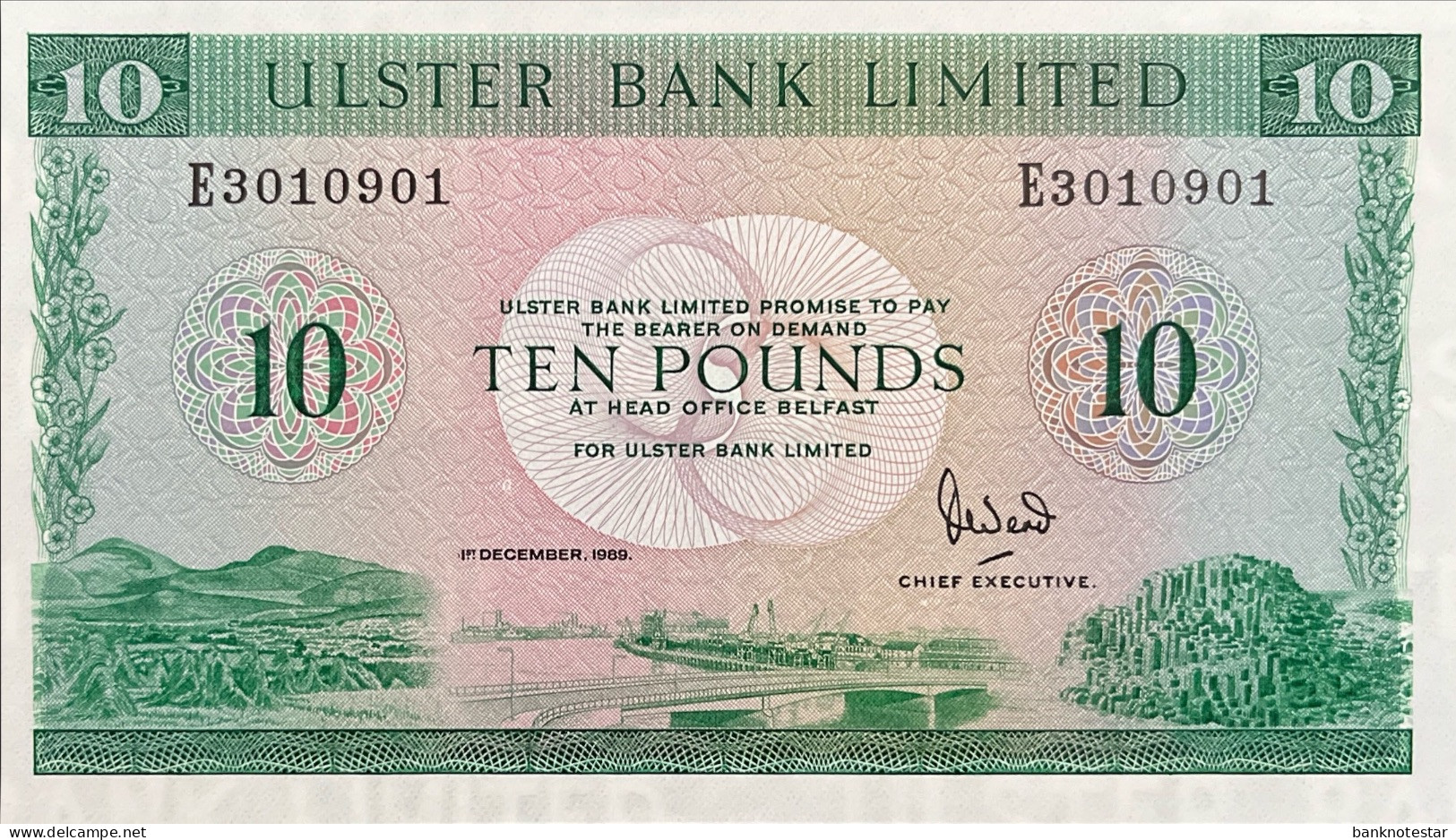 Northern Ireland 10 Pounds, P-327d (1.3.1989) - UNC - 10 Pounds