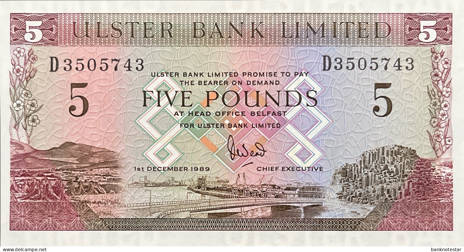 Northern Ireland 5 Pounds, P-331a (1.12.1989) - UNC - 5 Pounds