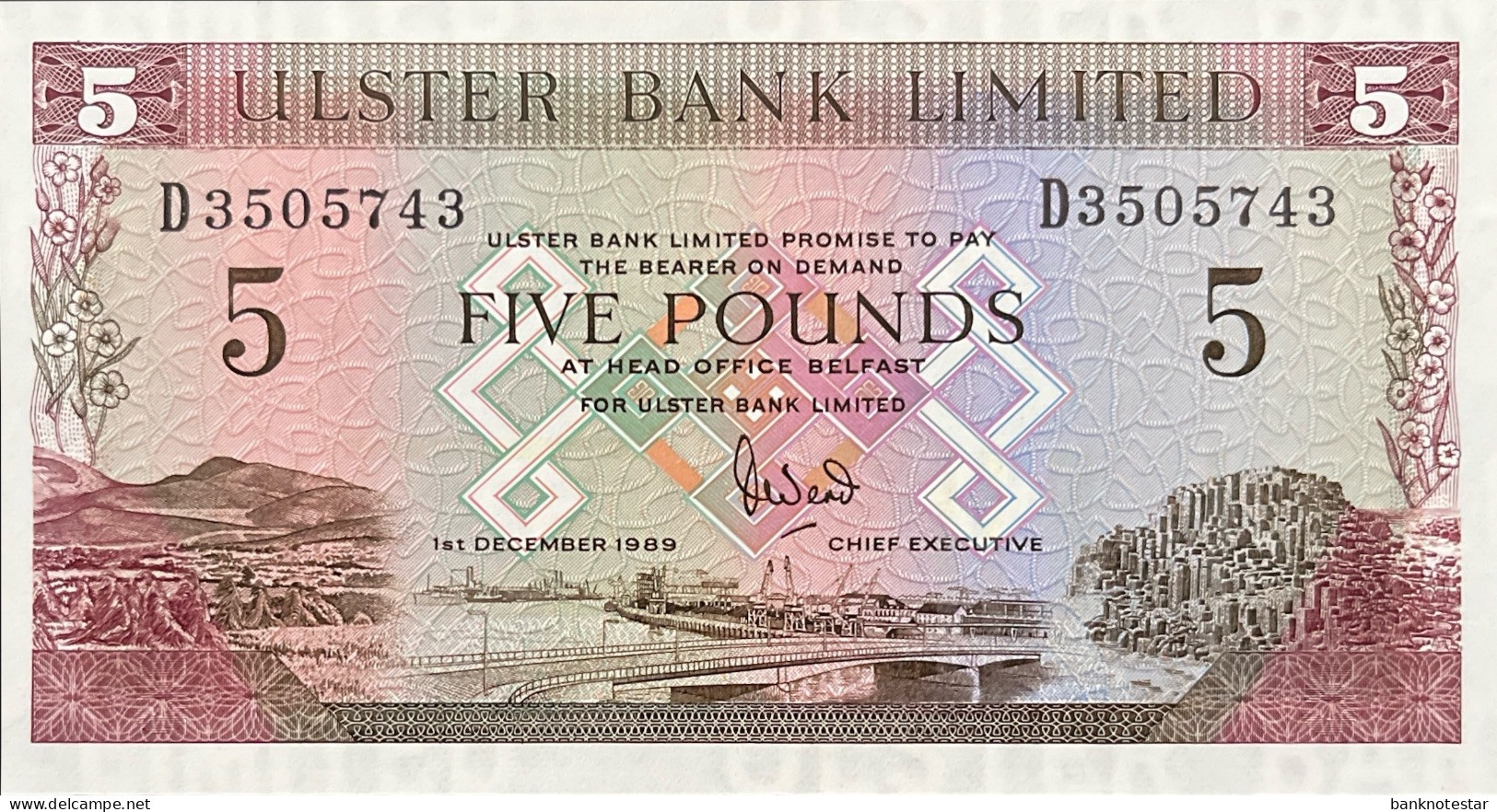 Northern Ireland 5 Pounds, P-331a (1.12.1989) - UNC - 5 Pond