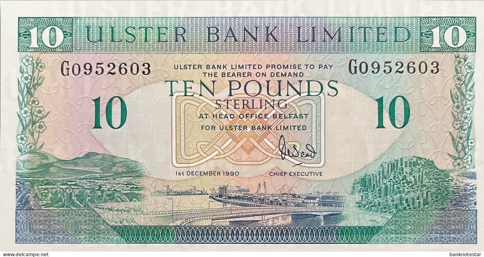 Northern Ireland 10 Pounds, P-332 (1.12.1990) - UNC - 10 Pounds