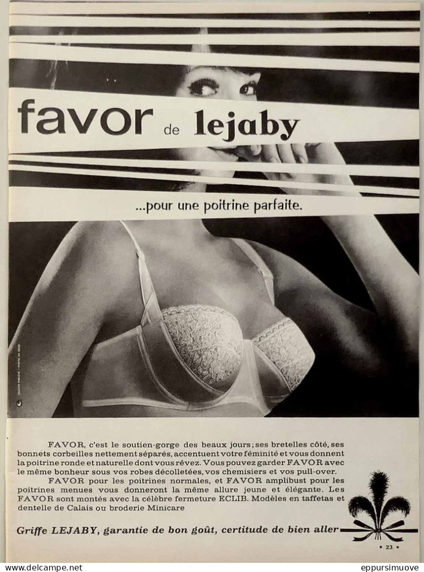 Publicité Papier  LINGERIE LEJABY Mai 1963 EDM 18 - Pubblicitari