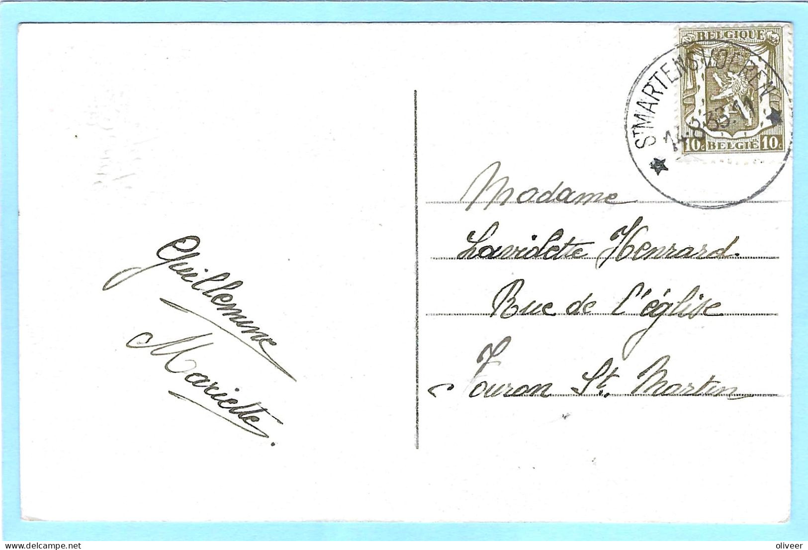 Postkaart Met Sterstempel St MARTENSVOEREN - 1938 - Postmarks With Stars