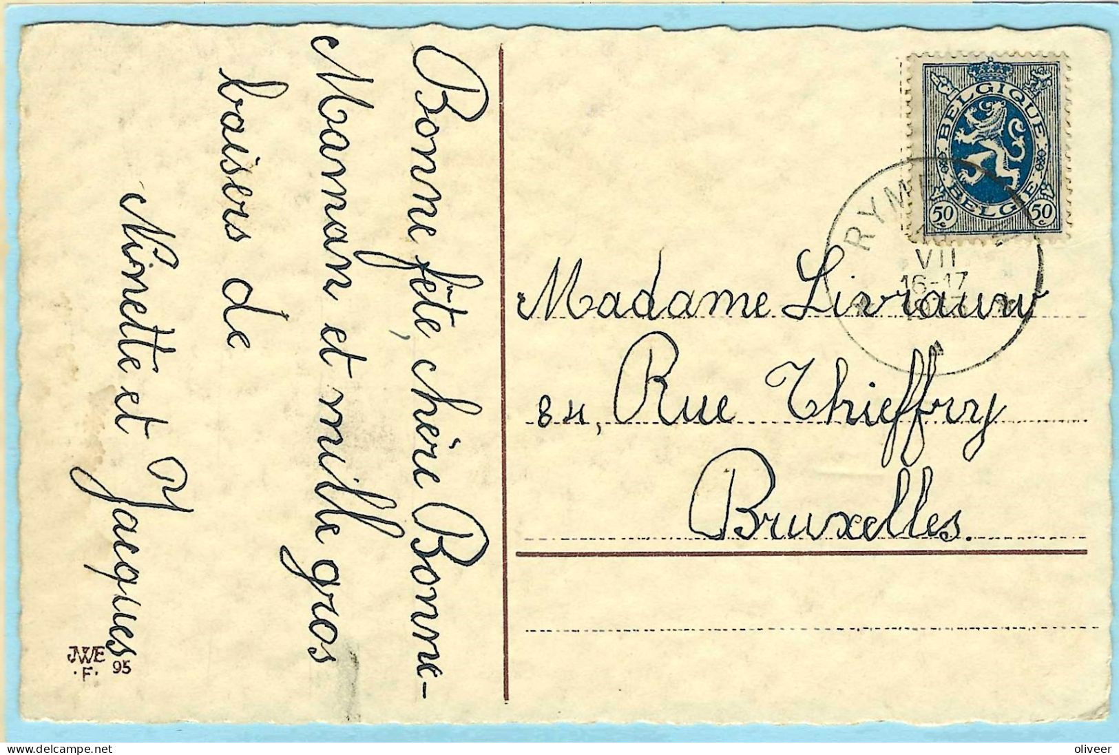 Postkaart Met Sterstempel RYMENAM - 1933 - Postmarks With Stars